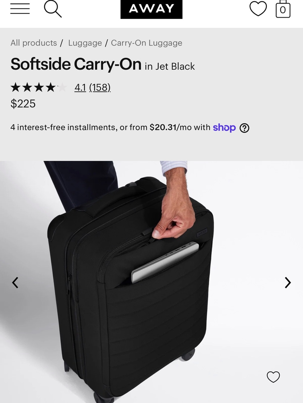 AWAY Softside Carry-On in Jet Black - Picture 13 of 16